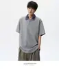 Camiseta de Manga Corta con Bloques de Color y Media Cremallera para Hombre, Diseño Cosido a Mano Estilo Americano, Estilo Universitario de Verano, Cuello Campana, Mangas Tres Cuartos