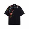 Camisetas Americanas Retrô de Desenho Animado com Estampa Grafite para Homens e Mulheres, Verão Roupa de Casal Manga Curta Estilo Japonês Meia Manga Boyish