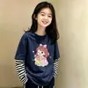 Camiseta de Manga Longa para Menina Roupa de Outono para Bebê Top Infantil Estiloso para Menina Camada Base Roupa Íntima Roupa Infantil Falso Duas Peças