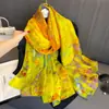 Nuevo Chal Bufanda de Protección Solar Primavera y Verano, Clásico Seda Artificial, Gasa Suave, Estilo Largo, Bufanda Chal de Moda y Versátil