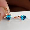 Aretes de Corazón Esmeralda con Diamantes de Zirconia Chapados en Oro Blanco para Mujer de Amazon European and American Jewelry