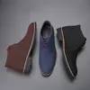 Zapatos Casuales de Cuero con Punta para Hombre de Otoño, Botas de Cuero de Corte Medio con Cordones Delanteros, Tacón Bajo, Tallas Grandes 47 48, Zapatos de Hombre Tipo Martin