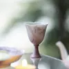 Xícara de Chá de Argila de Jade com Pé Alto Estilo Dinastias Tang e Song com Borda Floral, Roxo Degradê, Design de Orquídea Pintado à Mão, Xícara de Chá Doméstica, Conjunto de Chá Kung Fu, Xícara Única