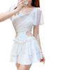 Traje de baño de una pieza estilo hada con encaje para mujer, conservador, adelgazante, que cubre el abdomen, sexy, talla grande, estilo falda, traje de baño tipo hada