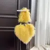 Nuevo estilo imitación lana tostada bolsa de amor bolsa de cadena portátil bandolera para mujer dulce fresca chica popular princesa bolsa de axila Bolsa de felpa