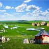 Fondo de Pantalla Cielo Azul y Nubes Blancas Naturaleza Mongola Pastizal Ganado y Ovejas Fondo de Pared Mural de Restaurante Étnico de Xinjiang
