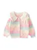 Conjunto de suéter para niña, nueva colección otoño 2026, suéter de punto de color degradado para niños y prenda exterior, linda falda tutú, conjunto de dos piezas