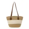 Bolsa Tote de Ombro Grande Capacidade para Viagem e Dia a Dia 2026 Verão Nova Bolsa de Palha Tecida Fashion Simples
