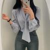 Camiseta Interior Estilo Coreano para Mujer, Nuevo Diseño Primavera 2026, Estilo Único de Corbata, Elegante Camisa de Manga Larga