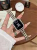 Correa universal Apple S11/S12 generación iWatch 10SE chapada en oro con diamantes brillantes y cinco cuentas