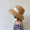Sombrero de Paja de Ala Ancha para Niñas de Verano con Protección Solar, Sombrero de Sol Versátil para Bebés, Sombrero de Playa Estilo Coreano para Niñas, Sombrero de Pescador