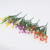 Fruta de Amante Artificial de 5 Pétalas Eucalipto Grama da Primavera Chá Violeta Camélia Glória da Manhã Lavanda Plástico Flor Falsa Flor Decorativa
