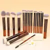 20 juegos de brochas de maquillaje con mangos de cristal, para contorno marrón, corrector, polvos sueltos, contorno, colorete, sombras de ojos, trabajo de belleza