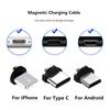 Cabo de dados de sucção magnética para Apple Android tipo-c carregamento rápido cabeça redonda universal tecido nylon indicador de carregamento