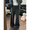 Fotos reales: Nuevos pantalones casuales de pierna ancha estilo coreano para otoño con cordón y corbata, holgados y fluidos, moda para mujer 25254
