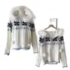 F426 Tienda Oficial Marca de Tendencia Nacional Primavera Nuevo Sudadera con Capucha para Pareja Hip-Hop Cuello de Piel Suéter Fair Isle