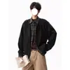 Suéter Tricô Masculino Estilo Old Money Falso Duas Peças Gola Camisa com Patchwork Xadrez Jaqueta Cardigã Retro Cleanfit