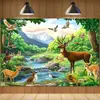 Fondo del Mundo Animal 2026 Transfronterizo Amazon Nuevo Decorativo Tapiz de Animales Dinosaurios Arreglo de Escena de Bosque