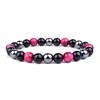 Europeu e Americano transfronteiriço quente 8mm olho de tigre natural magnético pulseira de casal para yoga vidro all-match perda de peso pulseira feminina