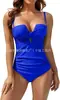 Traje de baño de una pieza para mujer Amazon Push-Up Cruzado Control de Barriga sin Tirantes de Soporte Adelgazante