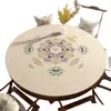 Toalha de Mesa Redonda Estilo Chinês, Impermeável, à Prova de Óleo, Resistente ao Calor, Tapete Redondo para Mesa em Couro Sem Lavagem, Luxo Leve, Sensação de Alto Padrão, Tapete de Proteção para Mesa