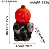 Luz LED de Halloween Cavaleiro Decoração de Abóbora Ornamento Desktop Pequena Cabeça de Abóbora Brilhante Fantasma Resina Decoração de Jardim