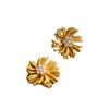 Pendientes Antiguos Medios Femeninos Diseño Nicho Sentido de Alta Gama Pendientes de Fuegos Artificiales Dorados Personalidad Irregular Exagerada Joyería de Oreja de Flor
