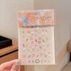 Adesivos de relevo para nail art 5D Sanrio para meninas, adesivos de unha de menininha, flores de desenho animado, não machucam as mãos, com rasgar com adesivos