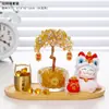 Danza del León Estilo Chino Gato de la Suerte Gatito Árbol del Dinero de Cristal Regalo de Año Nuevo Decoración para Escritorio de Oficina Adorno Árbol del Dinero
