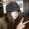 Boina Plissada Feminina Outono Inverno 2026 Nova Tendência Estilo Yamamoto Chapéu Plano Retrô Chapéu de Jornaleiro Chapéu de Pintor Faz o Rosto Parecer Menor