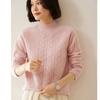 Suéter de Punto de Cachemira Grueso de Doble Hebra de Siete Agujas con Cuello Medio Alto Torcido para Mujer Otoño Invierno Raglán Suelto Base Interior