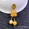 Colgante de Flor de Lirio del Valle de Jade con Hilo de Oro Tejido, Colgante de Jade Aventurina Natural, Joyería para Pulsera DIY, Accesorios de Jade para el Festival Qixi