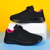 Zapatillas deportivas populares para niños mayores, zapatillas deportivas transpirables de doble malla para niños, zapatillas de correr para niños con suelas blandas, zapatos completamente negros