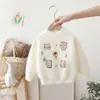 Suéter Feminino Outono e Inverno 2025 Novo para Bebê Menina Pulôver de Tricô Desenho Animado Acolchoado Crianças Veludo de Visão Inferior