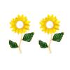 Pendientes de girasol frescos de moda europea y americana con diseño de personalidad, pendientes de flores de esmalte de perla de imitación para mujeres transfronterizas