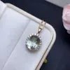 Colgante de plata de ley S925 con cristal verde natural, joyería de piedras preciosas simple y elegante, cadena para la clavícula para mujer, accesorio de cristal