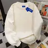 Sudadera Informal de Moda Versátil Simple Americana con Cuello Redondo Holgada Otoño e Invierno 2025 Forro Polar Espeso Tendencia Casual