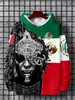 Patrón de Bandera Mexicana Impresión 3D Transfronterizo Nuevo Sudadera con Capucha Casual para Hombre Venta Directa de Fábrica Suministro