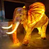Escultura Luminosa de Fibra de Vidrio con Forma de Elefante Grande, Escultura de Elefante Luminoso, Luz de Paisaje Luminosa con Forma de Animal para Turismo Cultural al Aire Libre