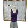 Camiseta sin mangas de lino-algodón estilo coreano con cuello redondo, cómoda, alta elasticidad, color liso, corte ajustado, tirantes anchos, con copas 28128