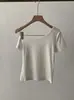 Camiseta Omalai Spicy Girl de Hombros Descubiertos con Cuello Diagonal de Manga Corta 2026 Nuevo Estilo Primavera y Verano Color Sólido Ajuste Delgado Top 6192