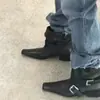 Diseño de nicho estilo coreano, cuello reversible, botines Martin de punta cuadrada pequeña para mujer, 2026 tacón grueso Chelsea ajustados botines cortos