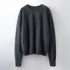 Novo Suéter de Lã e Caxemira para Outono/Inverno 2025, Suéter de Lã Ready-To-Wear para Mulheres, Suéter de Gola Redonda Escovado Estilo Preguiçoso para Mulheres