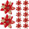 14.5cm Nuevas Decoraciones Navideñas Flor de Polvo Dorado Guirnalda de Ratán Flor para Puerta y Ventana Fabricante de Flores de Navidad Venta al por Mayor