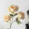 Flor de Rosa Artificial con Perla de Montaña Nevada, Rosa de 3 Cabezas para Decoración de Bodas de Hotel