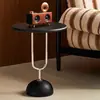 Mesa Lateral Vintage de Madera Maciza Estilo Retro, Elegante Estante de Almacenamiento, Mesa de Café Pequeña de Lujo Ligero Minimalista Moderno para Dormitorio, Mesa Lateral Pequeña