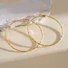 Brincos de Círculo Geométrico Banhados a Ouro 14K Real Estilo Metal Europeu e Americano Simples e Únicos Transfronteiriços Brincos Exagerados para Mulheres