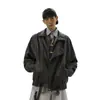 Jaqueta de Couro PU Estilo Retro Americano Nasa para Homens, Tamanho Grande, Caimento Solto, Marca da Moda, Jaqueta Biker Cool, Novo Modelo 2026