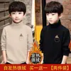 Y2556# outono e inverno de veludo para crianças, camiseta de manga comprida para meninos, casaco quente com forro de fleece para bebê, gola alta, moderno