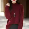 Suéter pullover minimalista de tricô com trama de cabos, cor sólida, gola redonda, estilo coreano, novo top de tricô feminino outono/inverno 2026